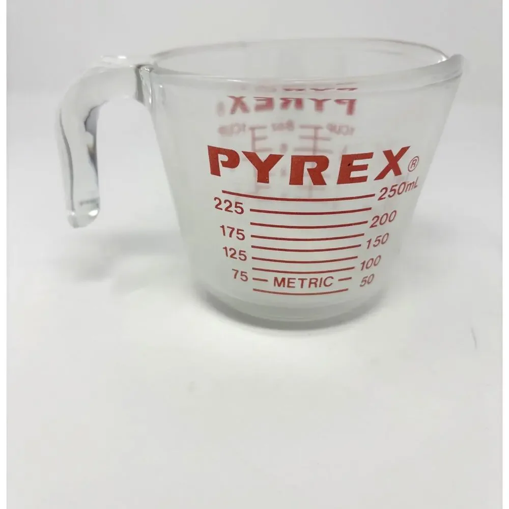 Vintage PYREX 1 Cup 8 Oz Glass Measuring Cup Red Letters